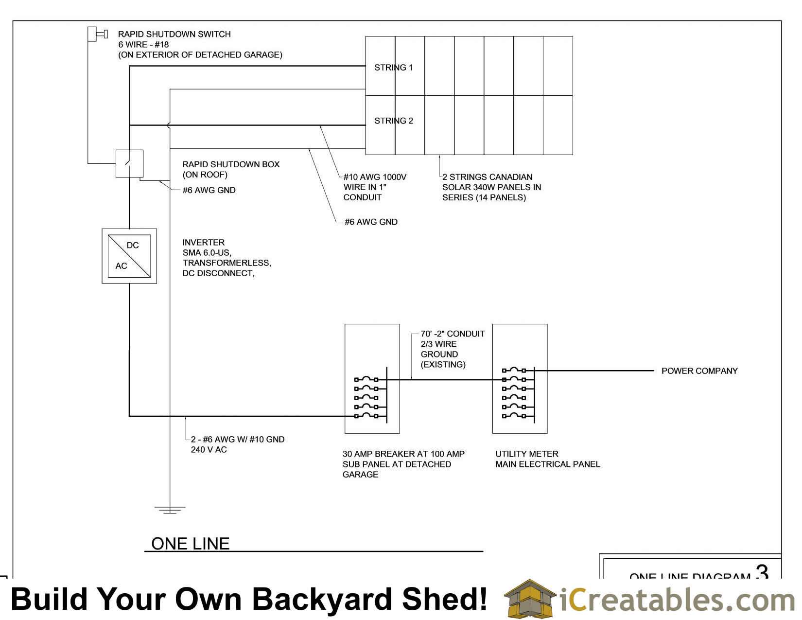 one line diagram for solar system building permit.